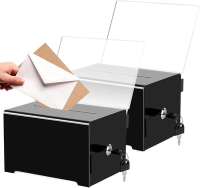Afsluitbare Dispenser Box - Opbergdoos Met Sleutel - Geld Inzamelen - Duurzaam Acryl Materiaal - 16x12x10 cm - Zwart