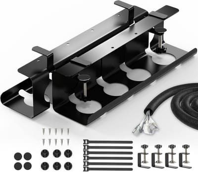 Kabelgoot voor bureau zonder boren - set van 2 kabelmanagement accessoires - 43 cm kabelhouder voor tafel - kabelmand voor orde op de werkplek - zwart .