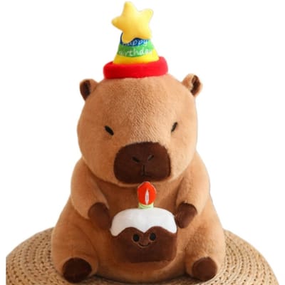 Creatieve Kawaii Capybara Pluche Pop Kussen Verjaardag Bubble Tea Bloem Vrolijke Capybara Pluche Speelgoed Voor Jongens En Meisjes Cadeau about 30cm beige