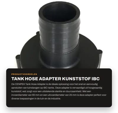 Dailygoods - Tank Hose Adapter - Kunststof IBC Tank Fitting - 60mm naar 25mm - Waterdicht - Verbinding - Geschikt voor diverse tanks - Formaat 60mm