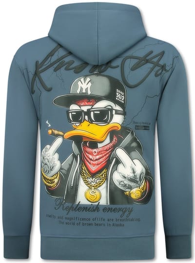 Oversized Hoodie Heren met Capuchon - Gangster - Dik Geweven - 5788 - Blauw