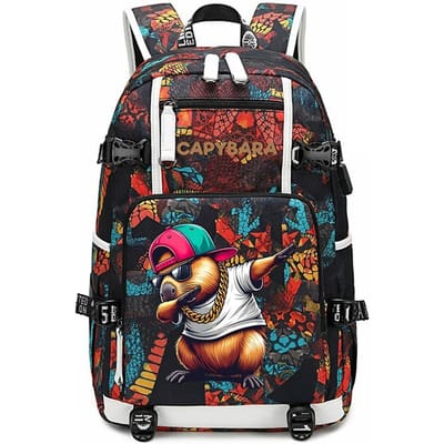 Grote Capaciteit Capybara Print Student Rugzak Casual Reis Dagrugzak voor Jongens Meisjes Schooltas