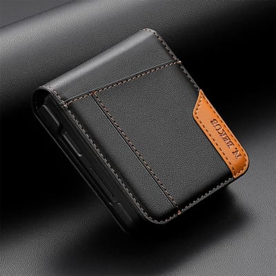 Flip Leren Telefoonhoesje Voor Samsung Galaxy Z Flip 7 FE 6 5 4 3 5G Flip7 Flip6 Portemonnee Kaarthouder Telefoontas Boekhoesje Etui Samsung Z FLip 7 black