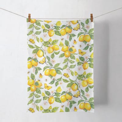 Ambiente Theedoek Fresh Lemons White – 100% Katoen – 50x70 cm – Keukendoek met Citroenprint – Zomerdesign