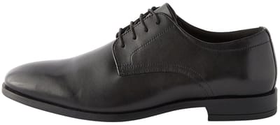 Next - Heren - Effen leren Derby-schoenen met brede pasvorm - Zwart