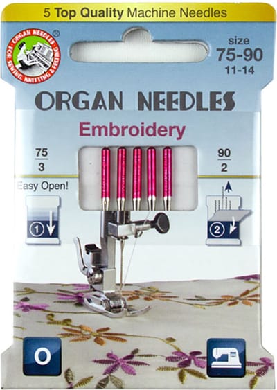 Organ embroidery naalden 75-90 - naaimachinenaalden 5 stuks