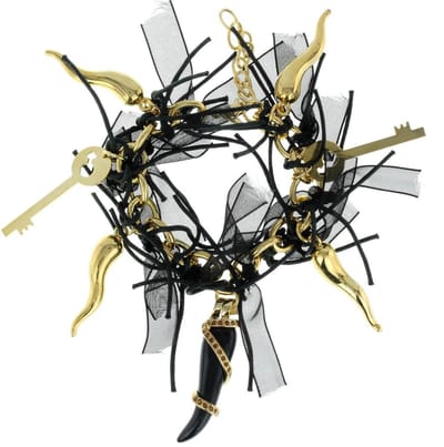 Behave - Zwarte armband met bedels - gothic stijl - 15,5 cm