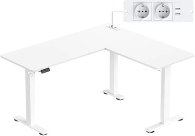 Lilac & Lily Hoekbureau - L-vormig bureau - Zit Sta Hoekbureau - Ergonomisch werkbureau - Elektrisch Verstelbaar - Met Oplaadstation