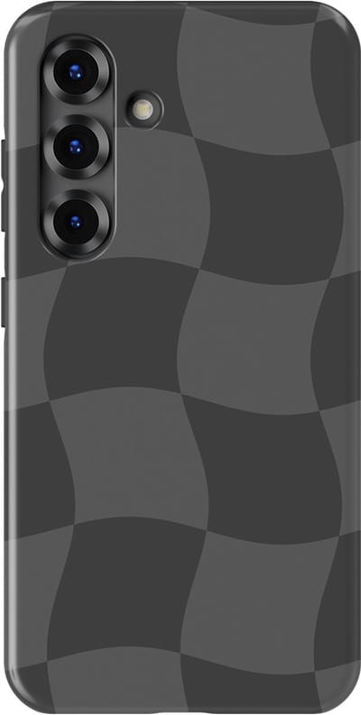 Checkered Warp Hoesje Samsung Galaxy S25 FE | Geschikt Voor Mag | Uniek Design Hoesje | Beschermhoes Samsung Galaxy S25 FE Grey Motion