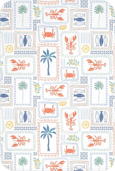 Badmat 60x90 cm - Antislip - Zee - Zomer - Krab - Patroon - Badmatten voor badkamer - Badkamermat - Douchemat - Badkamer mat