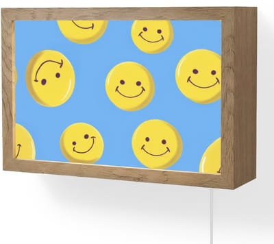 Wandlamp 30x20 cm - Oplaadbaar - Smileys - Geel - Blauw - Wandlampen binnen woonkamer - Slaapkamer lamp met kabel - Decoratieve nachtlamp - Vloerlamp snoer