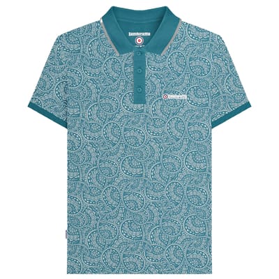 Lambretta Heren AW24 Paisley Tonal Polo Shirt (Gulf Coast)