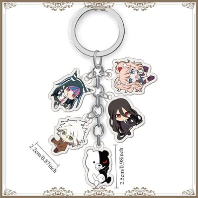 Monokuma Danganronpa Naegi Makoto Plastic Anime Sleutelhanger Taslabel Schattige Decoratieve Baji Cartoon Sleutelhangers Trendy Cadeau white