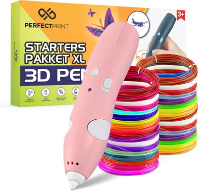 PerfectPrint 3D Pen Starterspakket XL - 3D Pen Drawer - Veilig door Lage Temperatuur - voor Kinderen - Architect - Incl. 106 Meter PCL Filament - Roze