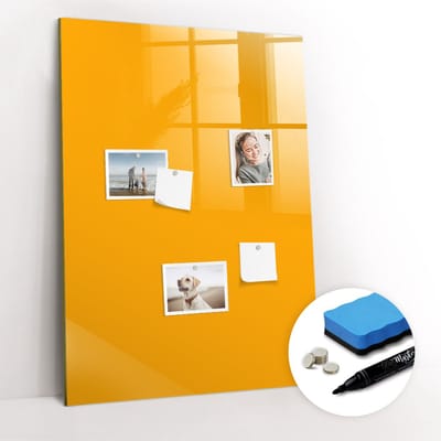 Tulup Whitebord - Kleur Lichtoranje Magneetbord - 70 cm x 100 cm - Magneetbord Foto - Scandinavisch Design Bord - Magneetbord Muur - Planning Muur - Gratis 5 Sterke Magneten + Whiteboard Marker & Wisser - Magnet Board - Magnetisch Memobord
