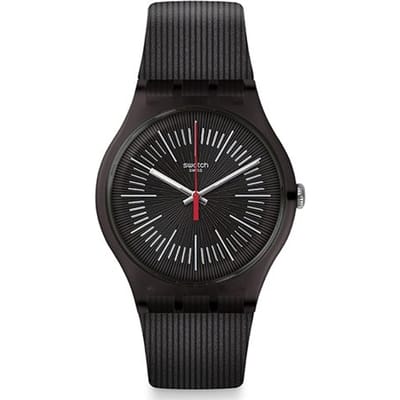 Swatch Quartz uurwerk 30M Waterbestendig Casual horloge Zwarte wijzerplaat Kunststof kast Siliconen band Unisex horloges SUOB178 Black black