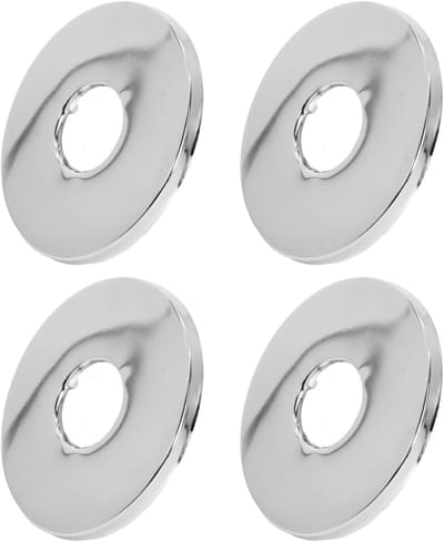 Ronde rozet van roestvrij staal voor douchekranen en wandfittingen, Ø 27 mm x Ø 80 mm x hoogte 5 mm, set van 4, geschikt voor warm water en duurzame afwerking