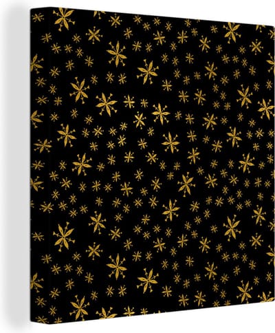 Canvas Schilderij Kerst - Sneeuwvlok - Goud - 20x20 cm - Wanddecoratie
