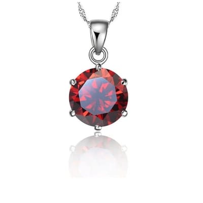 Aramat Jewels | Halskettingen | Zilveren Dames Halsketting met Ronde Zirkonia | Rood | |1,5mm | Zilver | Volwassenen | Verkleurd niet