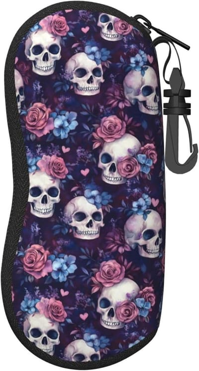 Brillenhoesje - Zonnebril Pouch - Dagelijks Gebruik - Zachte Bescherming - 17x8x3.5cm - Roze Blauwe Rozen
