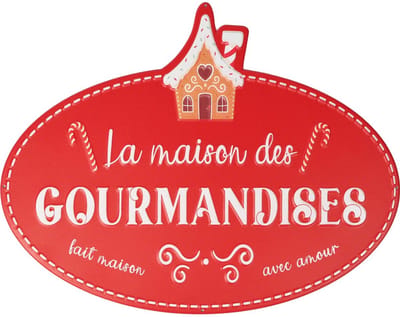 Dekoratief | Wanddeco 'La Maison Des Gourmandises', rood, metaal, 45x35cm | A255781
