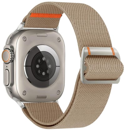 Nylon bandje - geschikt voor Apple Watch series 1/2/3/4/5/6/7/8/9/10/11/ SE (1,2,3) / Ultra (1,2,3) met maat 44 mm / 45 mm / 46 mm / 49 mm - roze zand