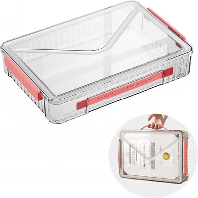 Duidelijke Plastic Opbergdoos met Deksel, A4 Bestandsdoos, Draagbare Projectdoos met Handvat voor Foto's, Documenten en Knutselmaterialen
