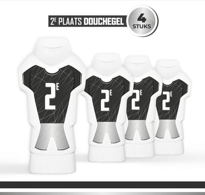 Douchegel "2e Plaats" - 4 stuks - Triomf Cosmetica | Prijs Cadeau Toernooi Showergel Shower gel Voetbal" Prijzen