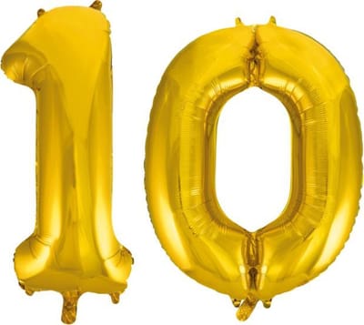 Folieballon nr. 10 Goud 86cm