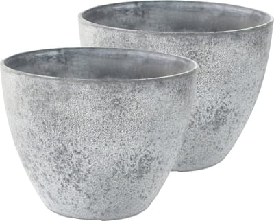 Ter Steege Plantenpot - Set van 2x stuks - betongrijs - kunststof - steenpoeder - 29 x 22 cm - Binnen en buiten