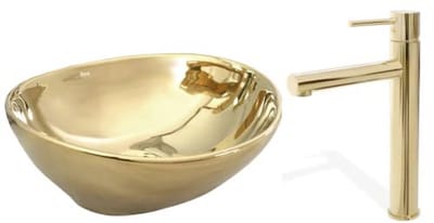 Kleine Ovale Handwastafel - Opzetwastafel voor Gasten-WC - Elegante Sanitair Keramiek