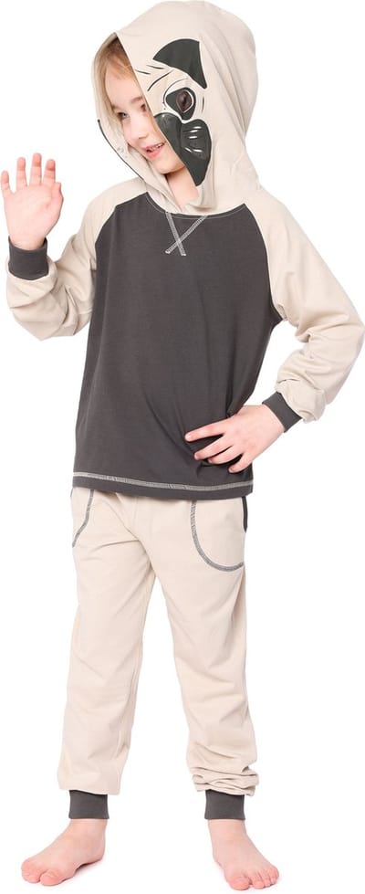 Ladeheid Kinderen Pyjama - met Capuchon - Lange mouwen - Lange broek - Katoen - LA-LA40-236-PJ - Beige Mop - 110-116