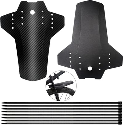 SnelShoppen - 2-Delige Mountainbike Spatborden Verstelbaar Voor en Achter Geschikt voor 26 Inch, 27.5 Inch, 29 Inch Fietsen met 8 Kabelbinders
