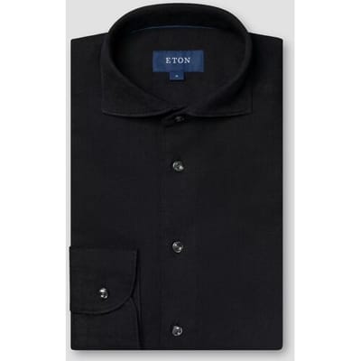 Eton Overhemd Denim Twill Garment Washed Zwart / male