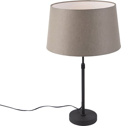 QAZQA parte - Landelijke Tafellamp met kap - 1 lichts - H 700 mm - Taupe - Woonkamer | Slaapkamer | Keuken