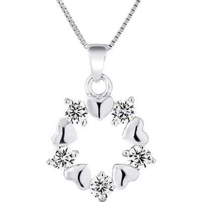 Harten hanger en zirkonium zilver 925 oxids geleverd met aangeboden ketting