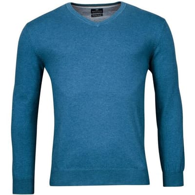 Baileys Trui Uni V-Neck Cotton Single Knit Denim Blue / male