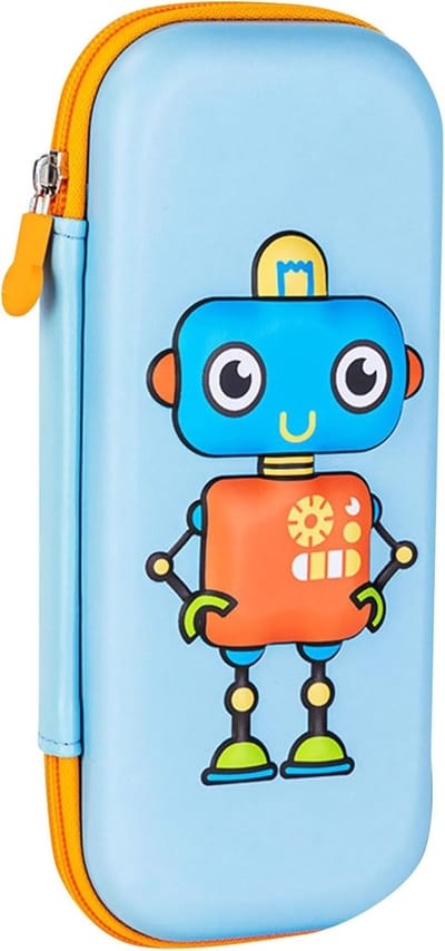 3D Robot Etui Kids Cartoon Pennenbakje EVA Penhouder met grote capaciteit Draagbare potloodzak voor jongens Meisjes Schoolbenodigdheden (Lichtblauw)