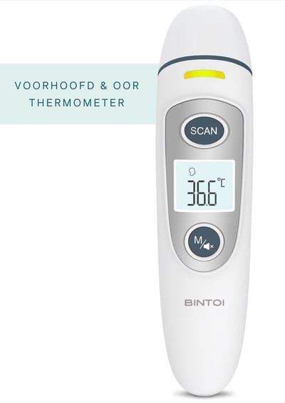 Bintoi X200 - Thermometer - Oorthermometer & Voorhoofd Thermometer - Digitale Koortsthermometer voor Baby & Volwassene - Snel & Nauwkeurig - Incl. Batterijen & Tasje