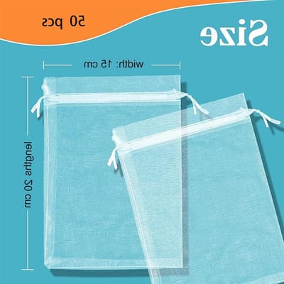 Organzazakjes voor bruiloft en cadeauverpakking - Set van 50 stuks, 15 x 20 cm