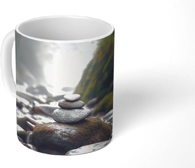 Mok - Koffiemok - Stenen - Stapel - Natuur - Mokken - 350 ML - Beker - Koffiemokken - Theemok