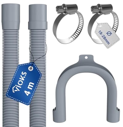 Flexibele afvoerslang voor wasmachine en vaatwasser - 4 m, diameter 19/22 mm met slangklemmen