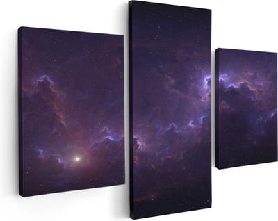 Artaza Canvas Schilderij Drieluik Ruimte - Heelal - 90x60 cm - Wanddecoratie Woonkamer - Schilderijen - Muurdecoratie
