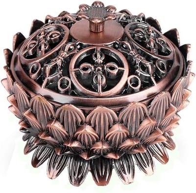 Lotusvormige Mini Wierookhouder van Metaal voor Aromatherapie, Terugvloeiend Rookkanaal, Decoratieve Accessoires en Cadeaus (9.2 x 7.3 cm)