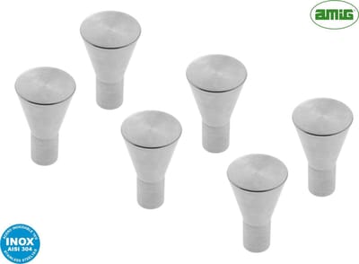 AMIG Meubelknop Kastknop – 6 stuks – rond Ø 25 / 12mm – 40mm hoog – massief RVS AISI 304