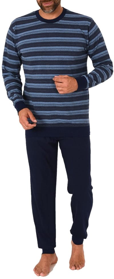 Herenpyjama met lange mouwen en manchetten Pyjama in een geweldige gestreepte look