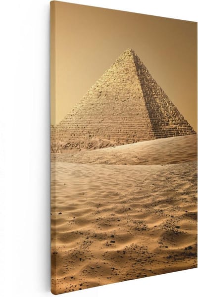 Artaza Canvas Schilderij Zonsondergang Woestijn - 20x30 cm - Klein - Wanddecoratie Afrika - Muurdecoratie Piramides - Kamer Accessoires