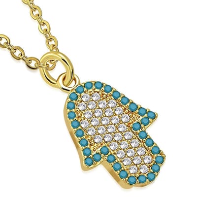 Amanto Ketting Cyar G - 316L Staal - Hamsa/Fatima - 18x13mm - 45cm