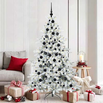 vidaXL - Kunstmatige - Hinged - Kerstboom - Wit - 180 - cm - PVC - en - Staal