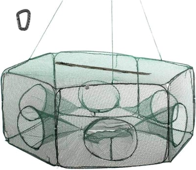 Aasviskorf Zeshoekig - Aalkorf Vistuit - Vissen Vangen - Eenrichtingsprincipe Trechters - 60 x 24 cm - Groen